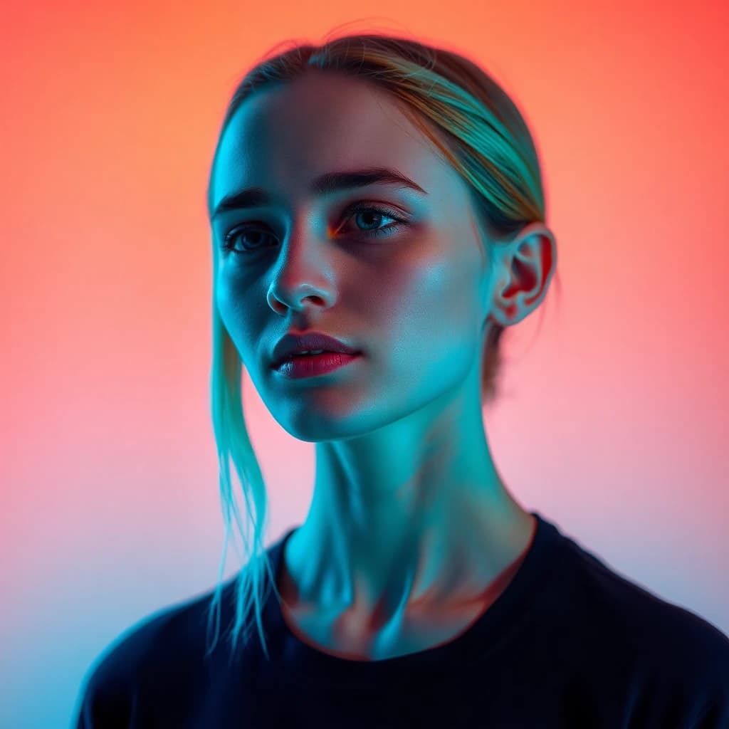 AI generated creative studio portrait with colored lighting - SelfAI